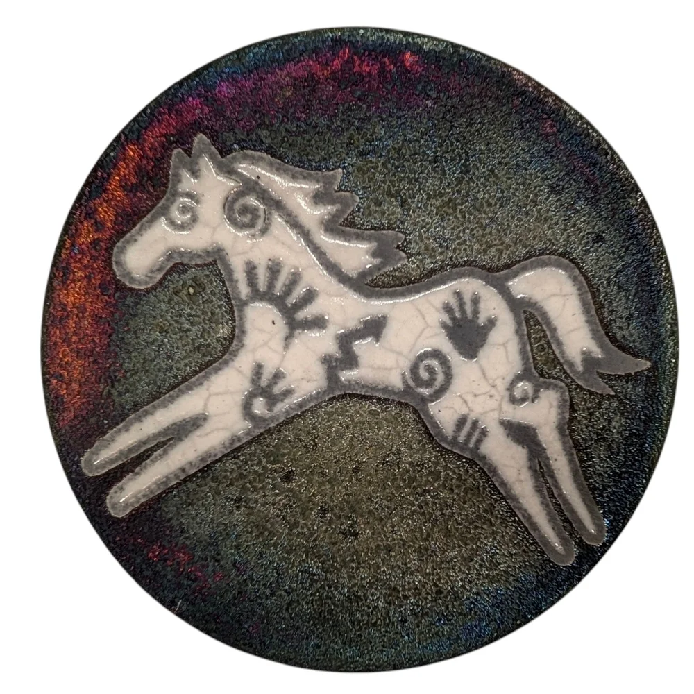 Jeremy Diller Raku Coaster Of Running Horse
